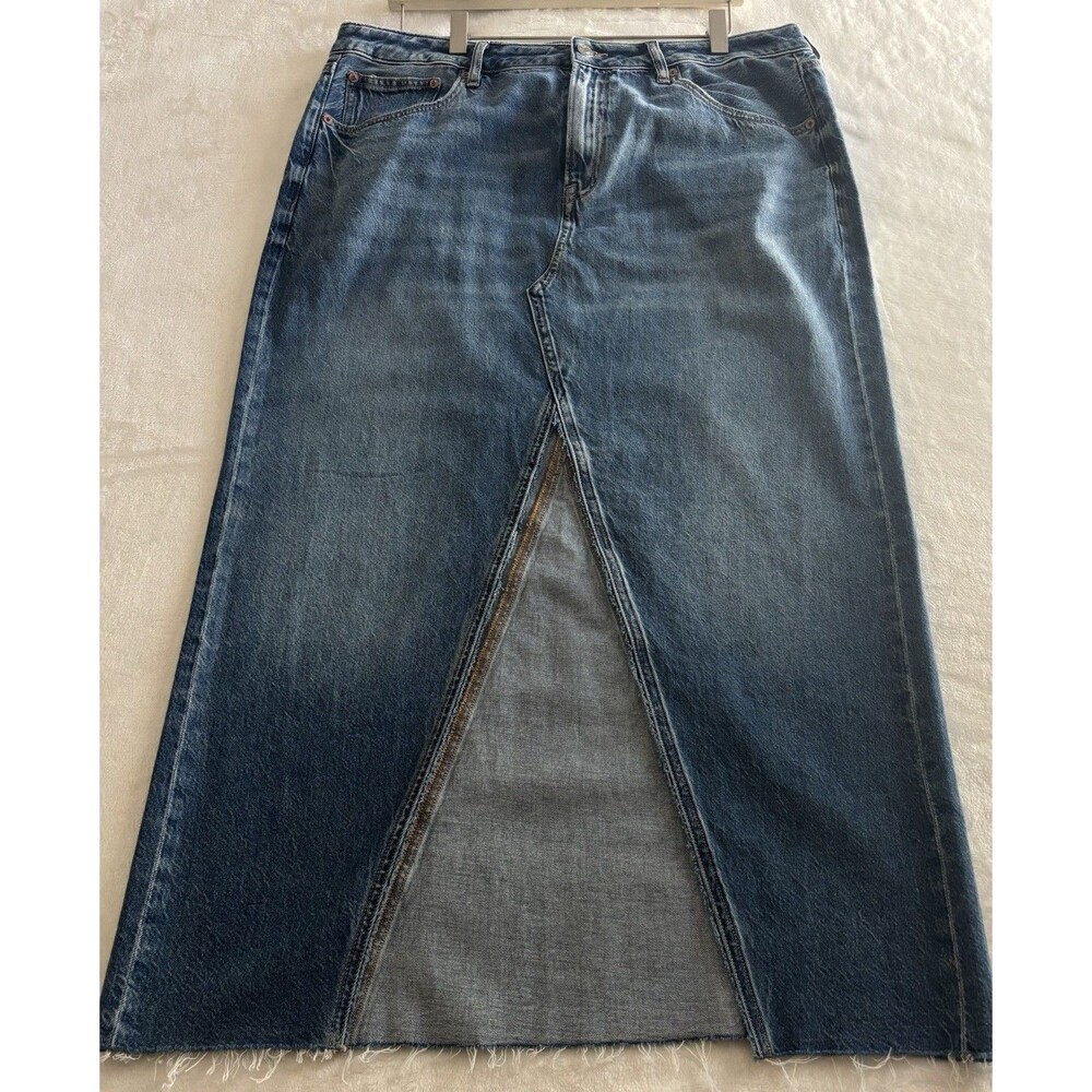 American Eagle Low Ride Maxi Denim Blue Skirt Size 14 NWT